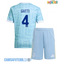 Camisa de time de futebol Juventus Federico Gatti #4 Replicas 2º Equipamento Infantil 2025-26 Manga Curta (+ Calças curtas)
